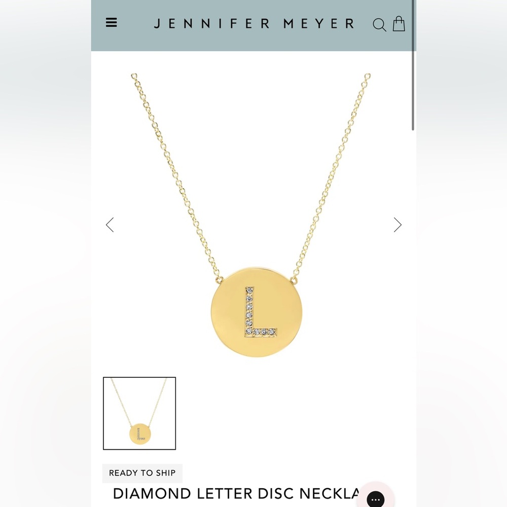 Jennifer Meyer Gold Diamond 'L' Disc Necklace